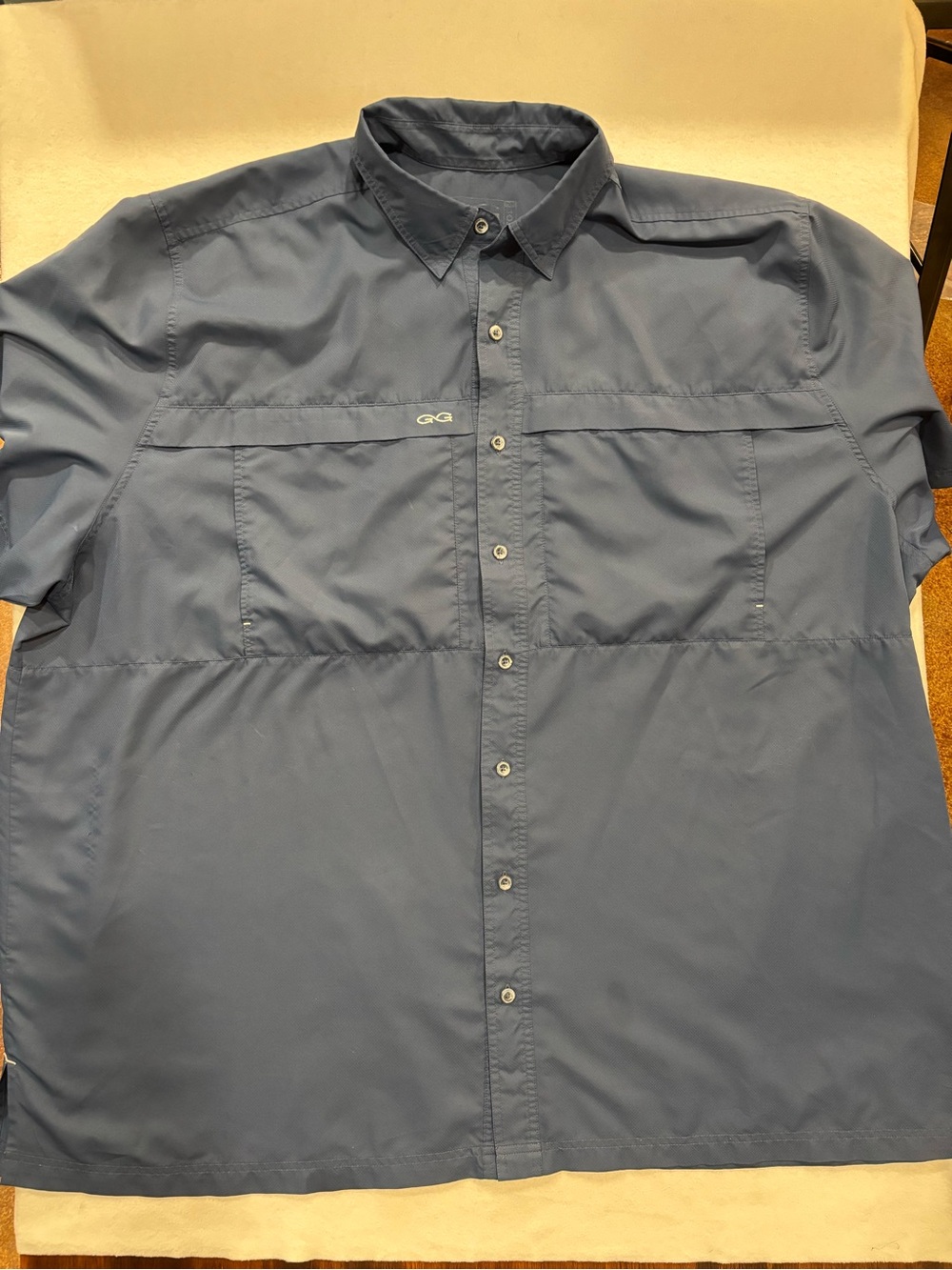 GameGuard Men’s 5X Blue Short Sleeve Fishing Outdoor Shirt Vent Pockets 1023